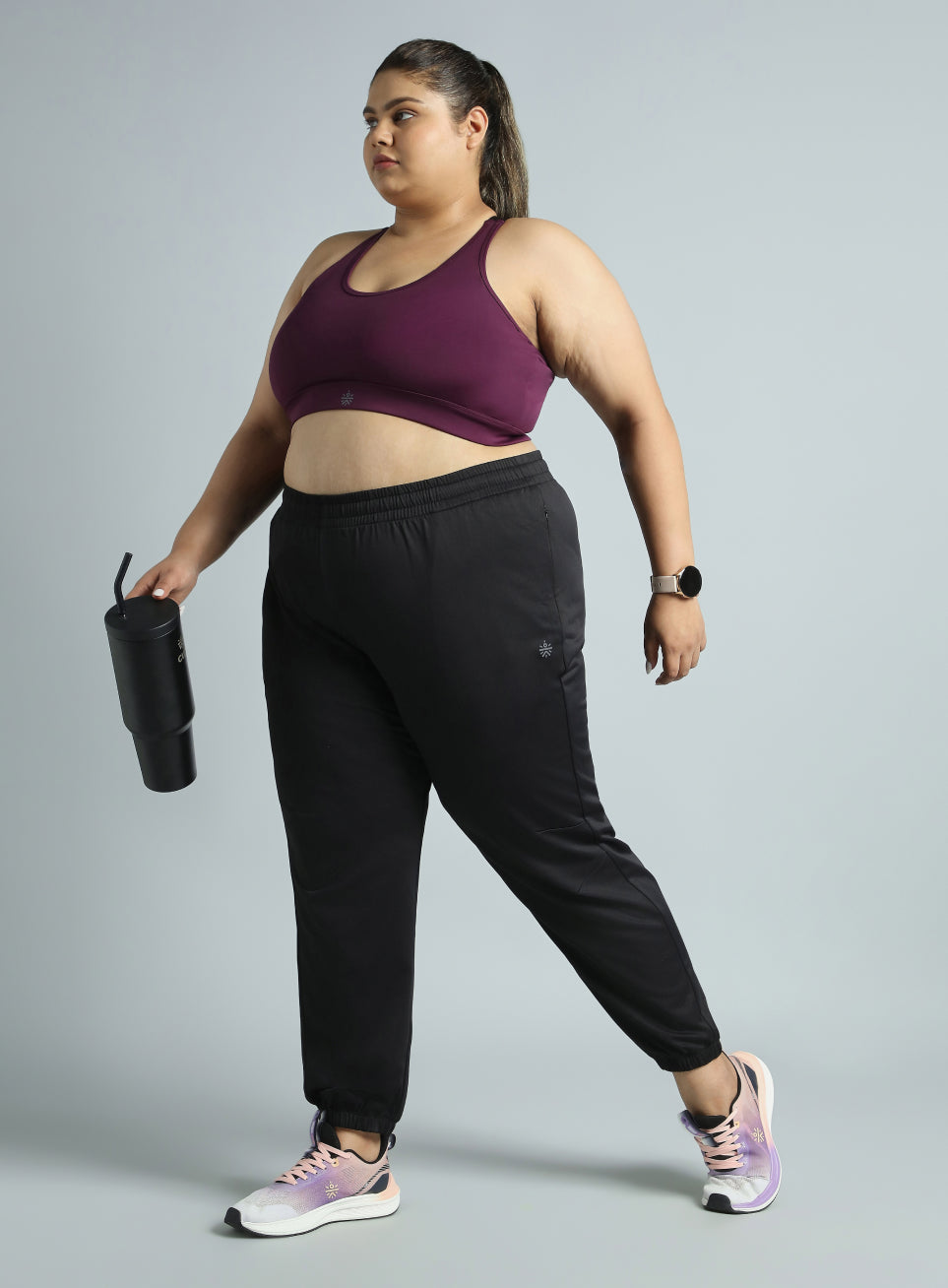 Women's Black Plus Size Everyday Essential Cotton Joggers