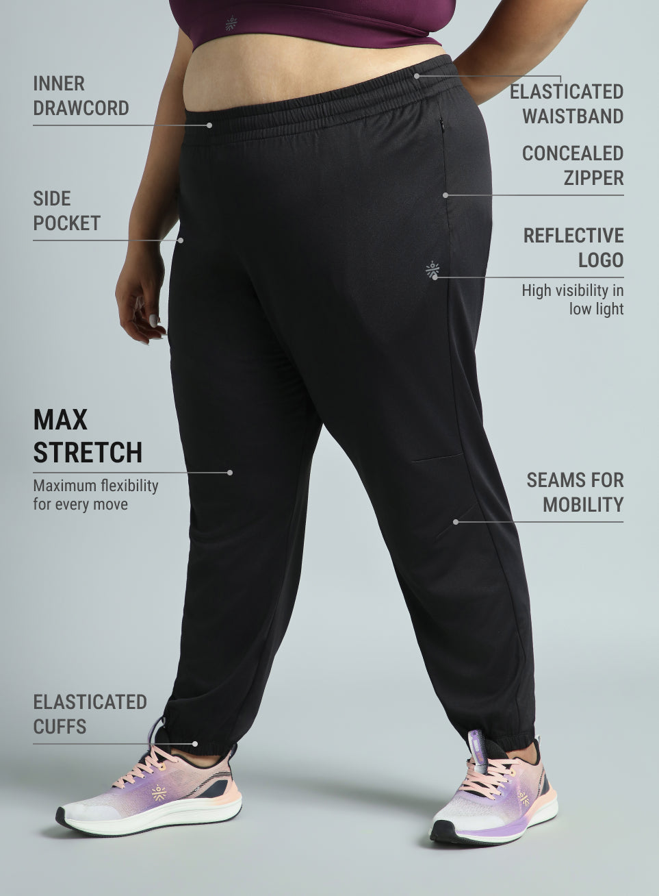 Women's Black Plus Size Everyday Essential Cotton Joggers