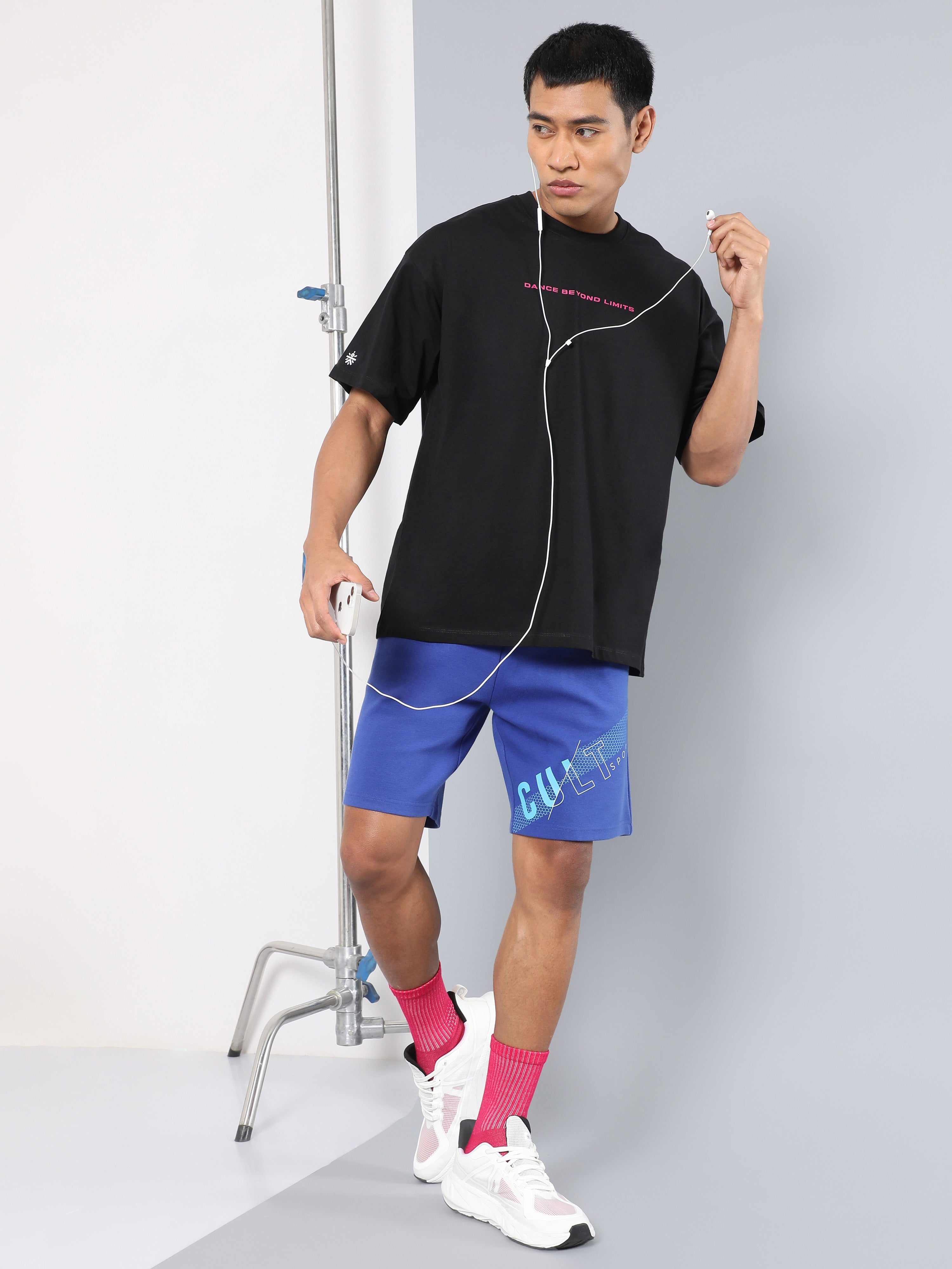 Men's Black Dance Back Print Oversized fit T-shirt