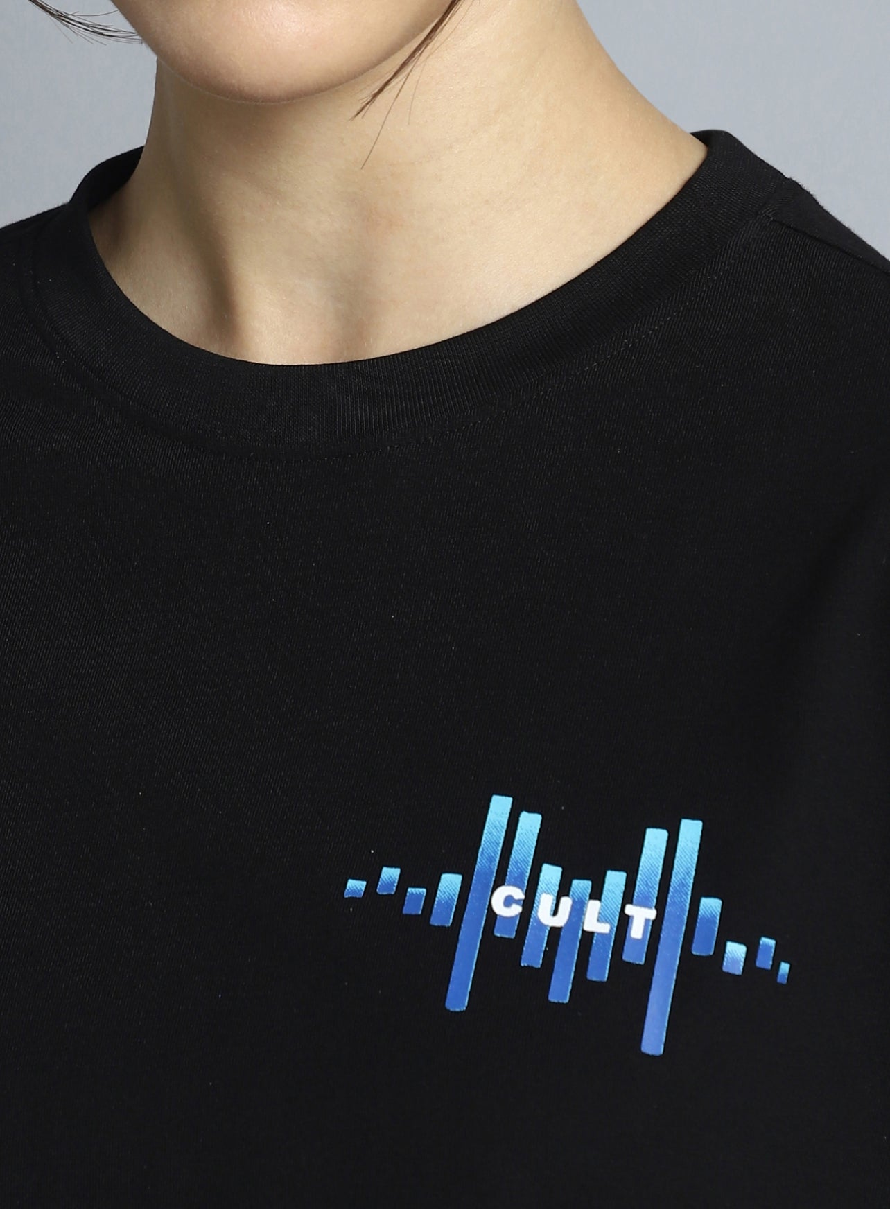 Women's Black Printed Oversized T-shirt