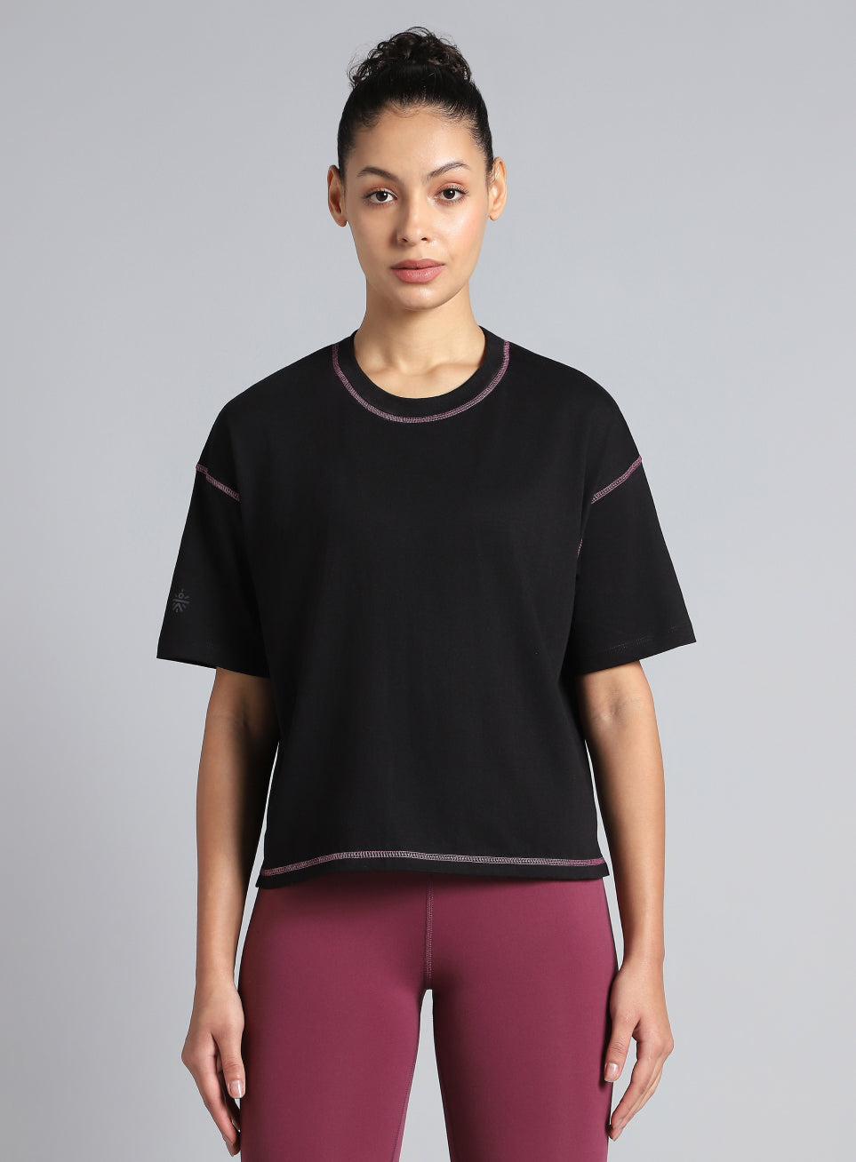 Women's Cult Black Training Graphic Boxy Crop Fit T-shirt