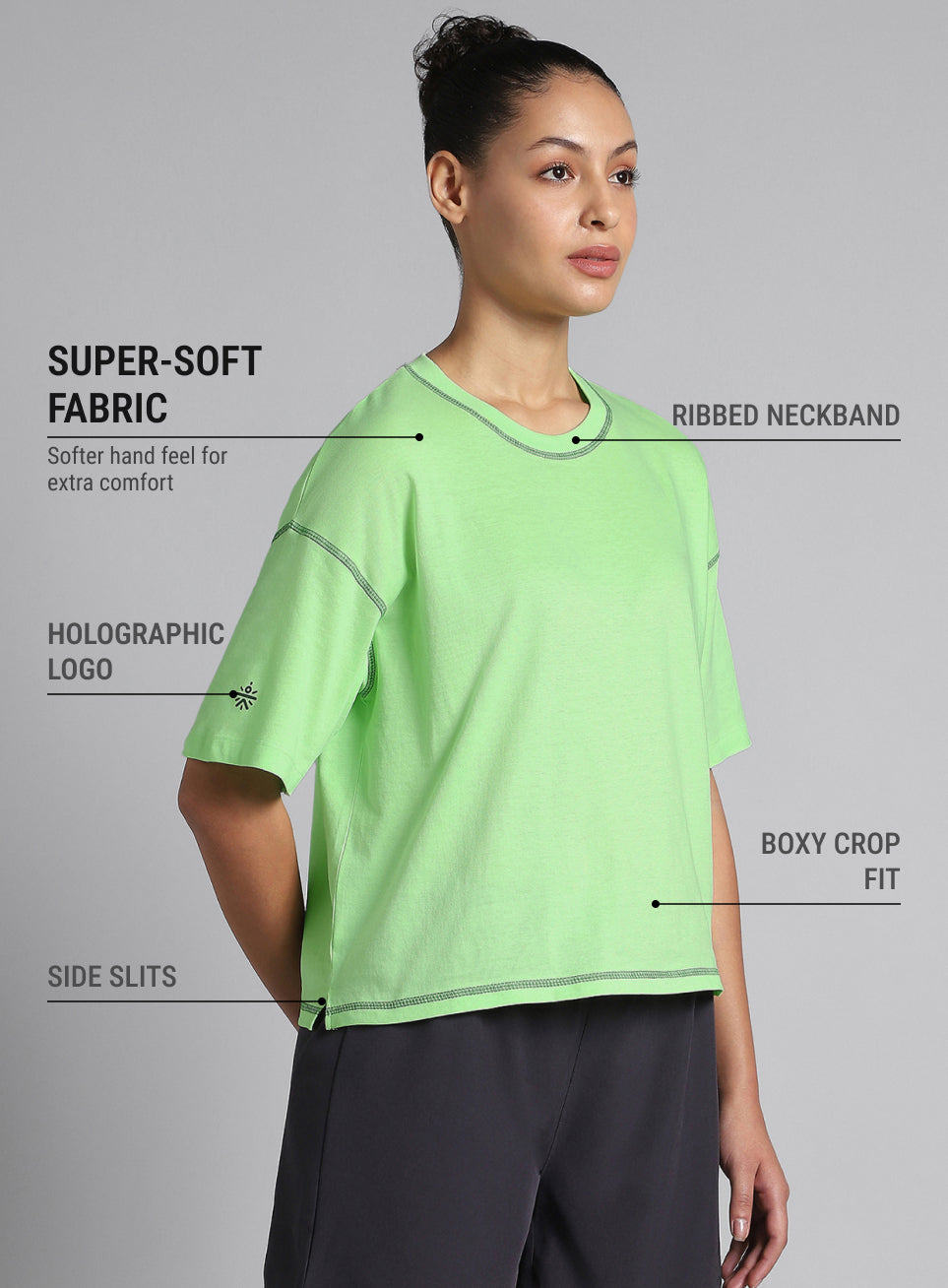 Women's Cult Lime Training graphic Boxy Crop fit T-shirt