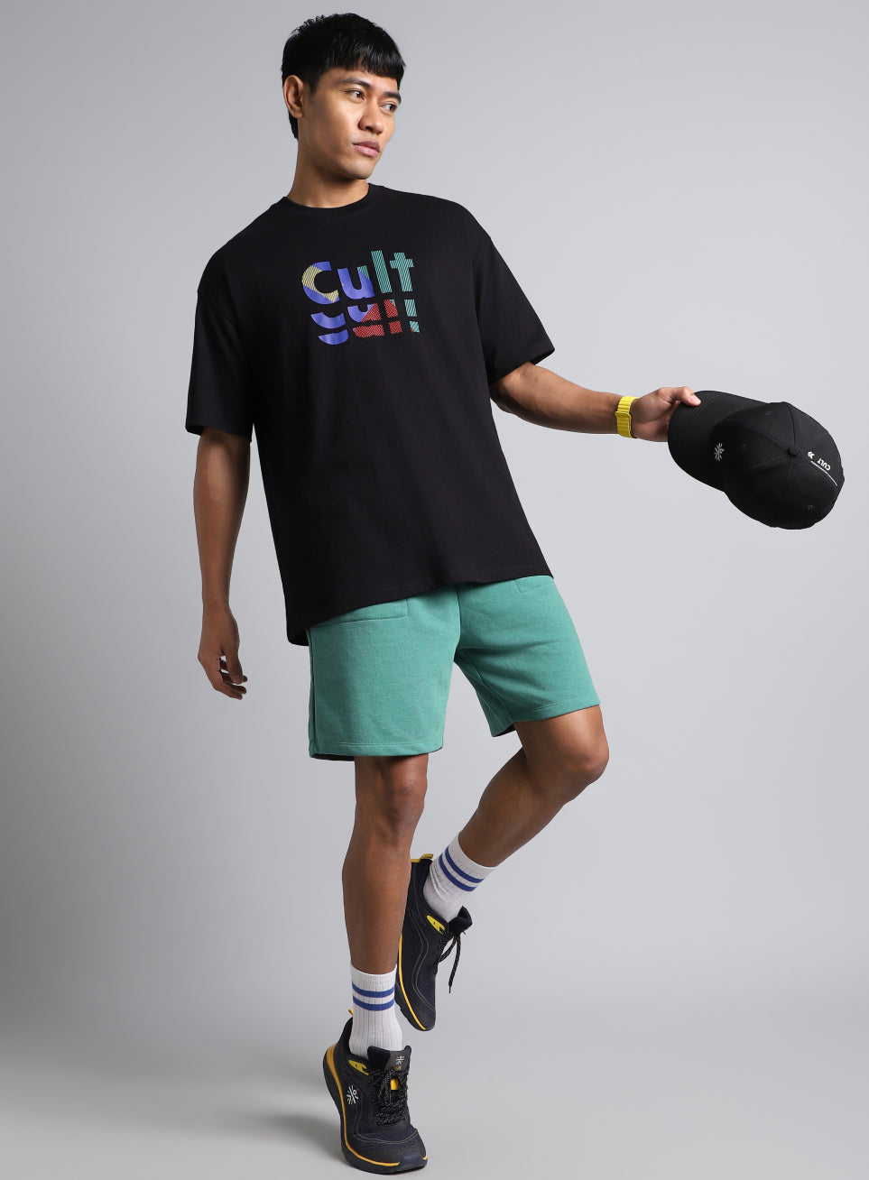 Men's Black Cult Graphic Oversized Fit T-shirt