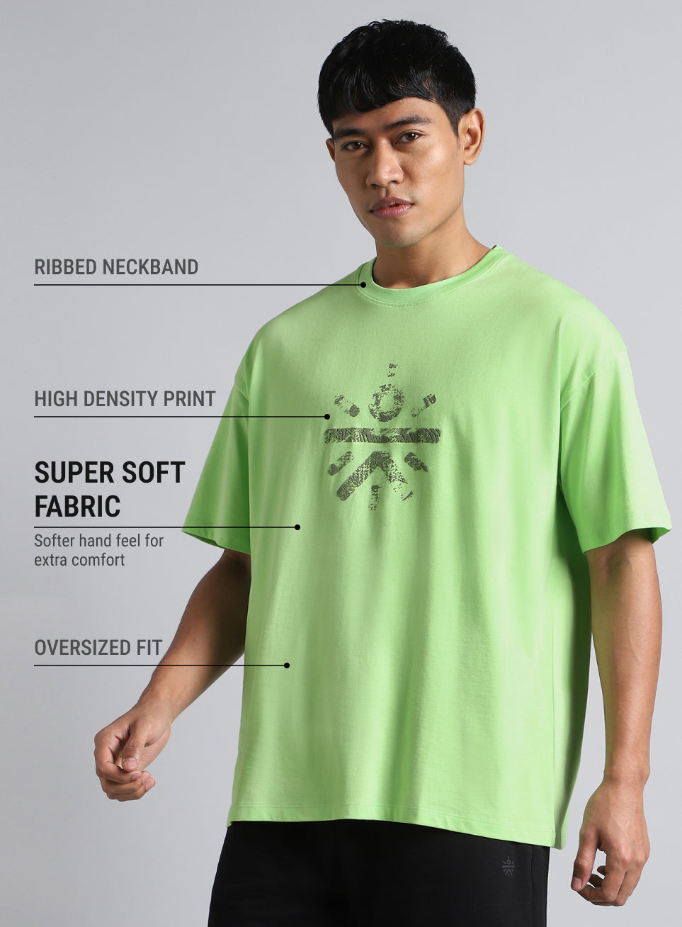Men's Lime Cult Brand Carrier Oversized Fit T-shirt