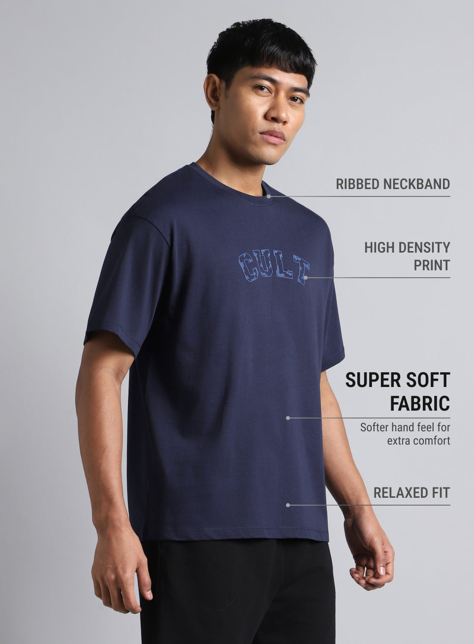 Men's Navy Cult Branding Graphic Relaxed T-shirt