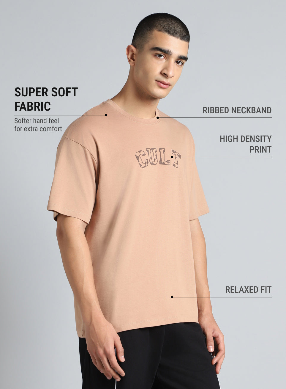 Men's Brown Cult Branding Graphic Relaxed T-shirt