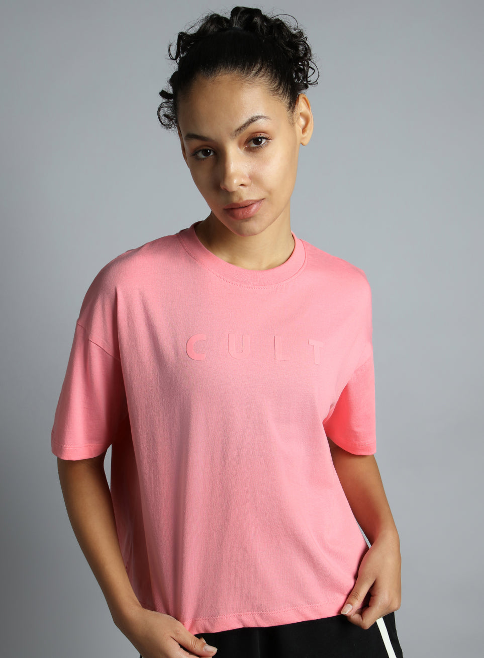 Women's Pink Tonal Branding Graphic T-shirt