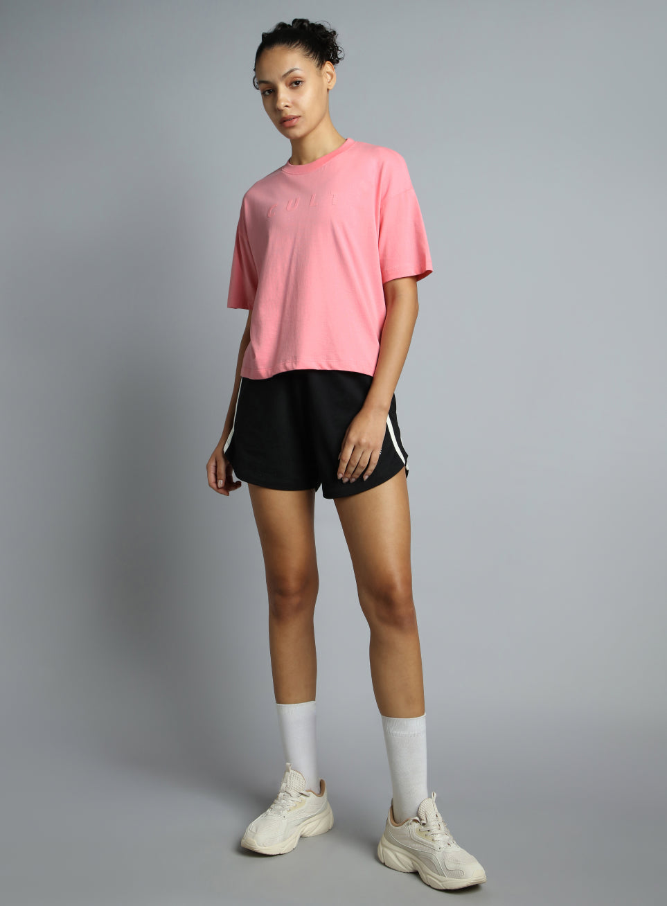 Women's Pink Tonal Branding Graphic T-shirt