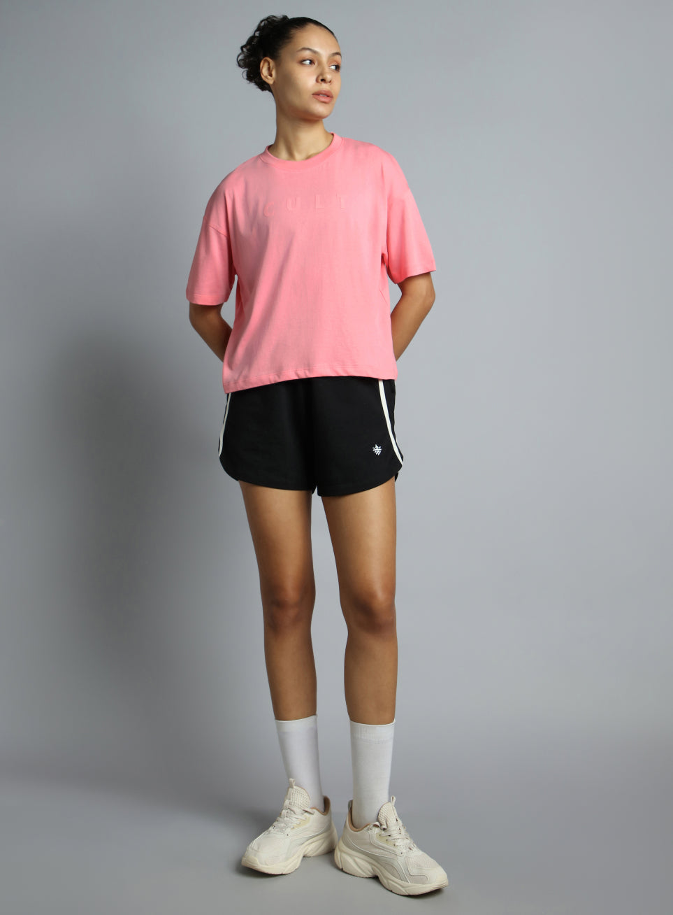 Women's Pink Tonal Branding Graphic T-shirt