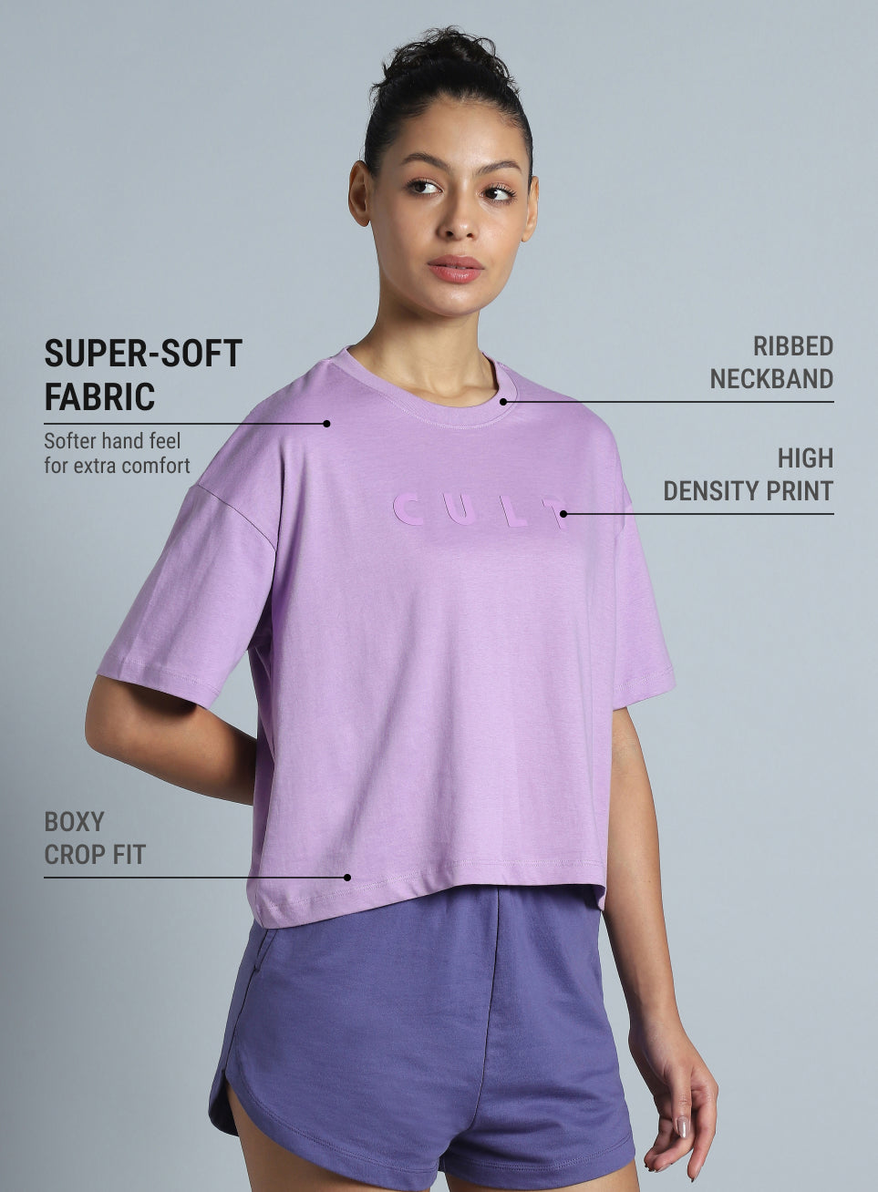 Women's Purple Tonal Branding Graphic T-shirt