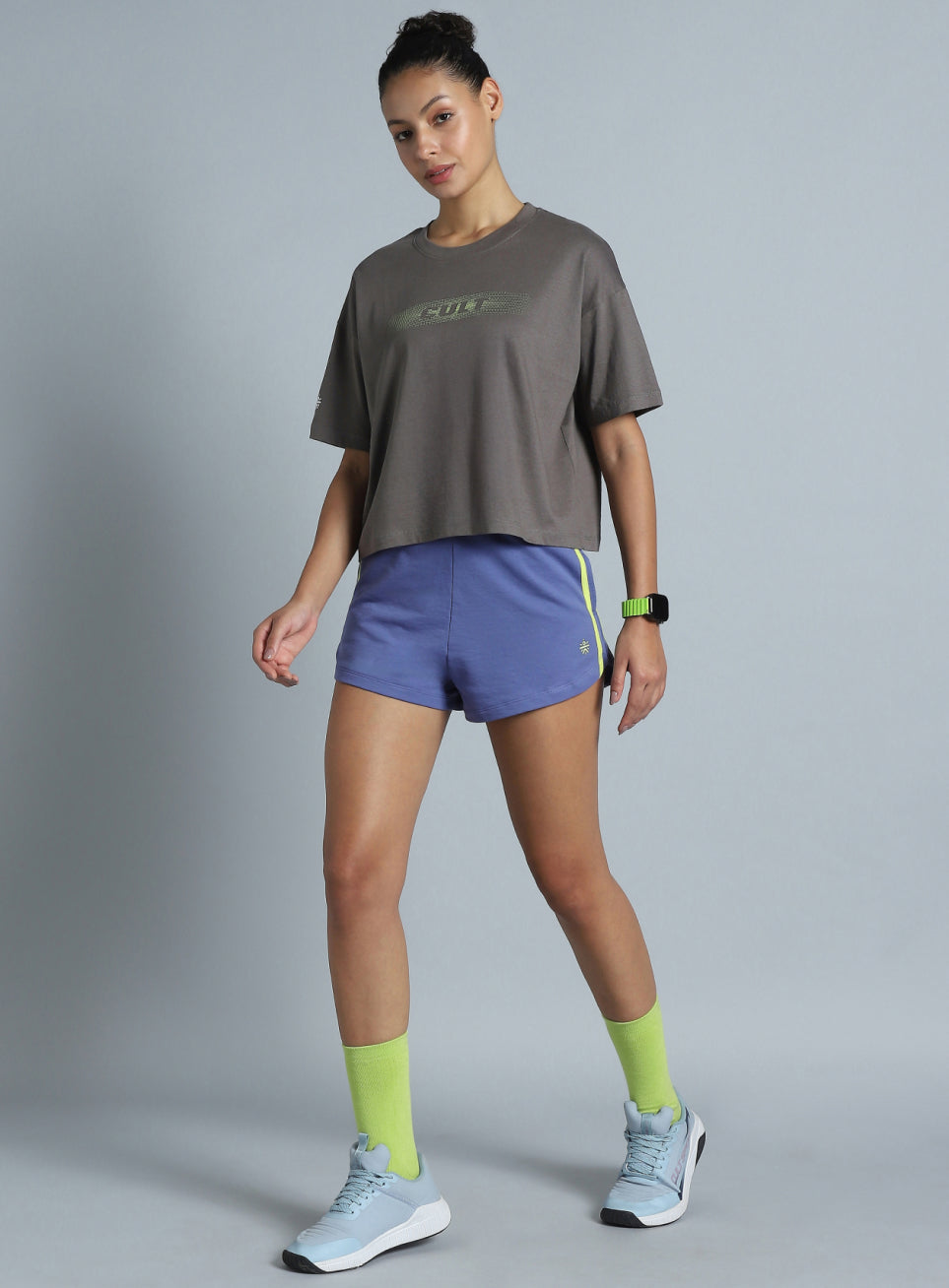 Women's Dark Grey Branding Cropped T-shirt