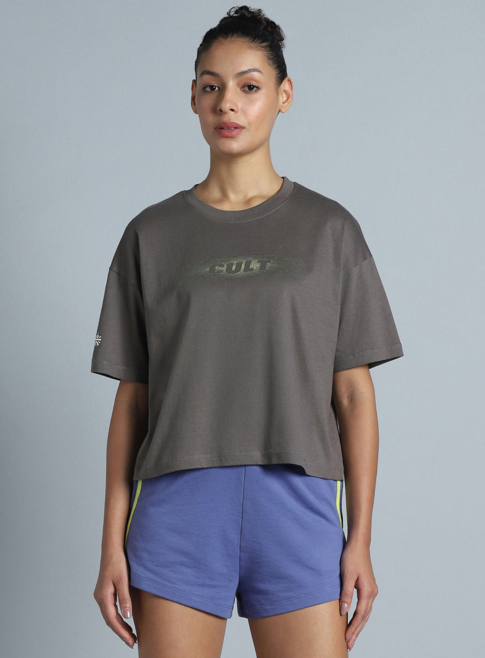 Women's Dark Grey Branding Cropped T-shirt