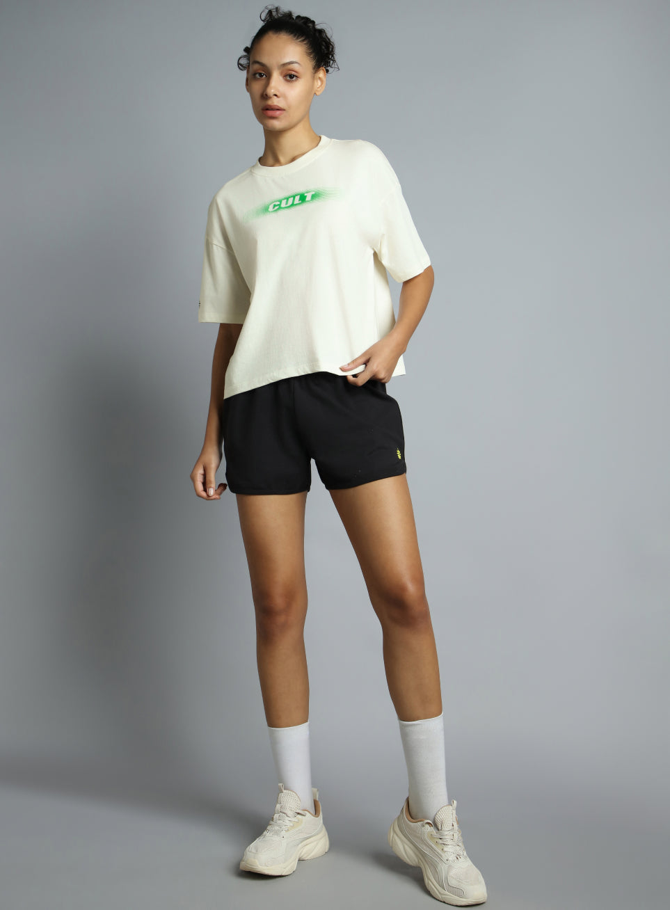 Women's White Branding Cropped T-shirt