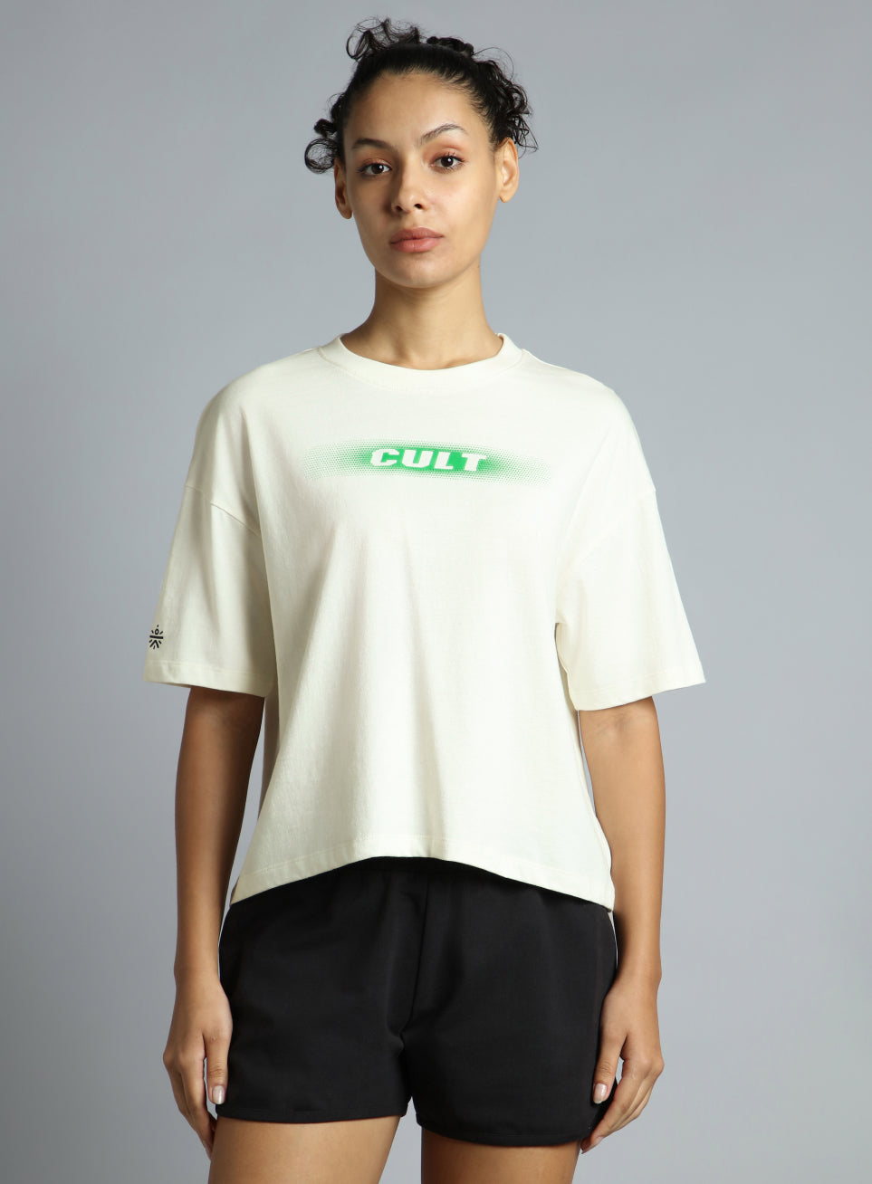Women's White Branding Cropped T-shirt