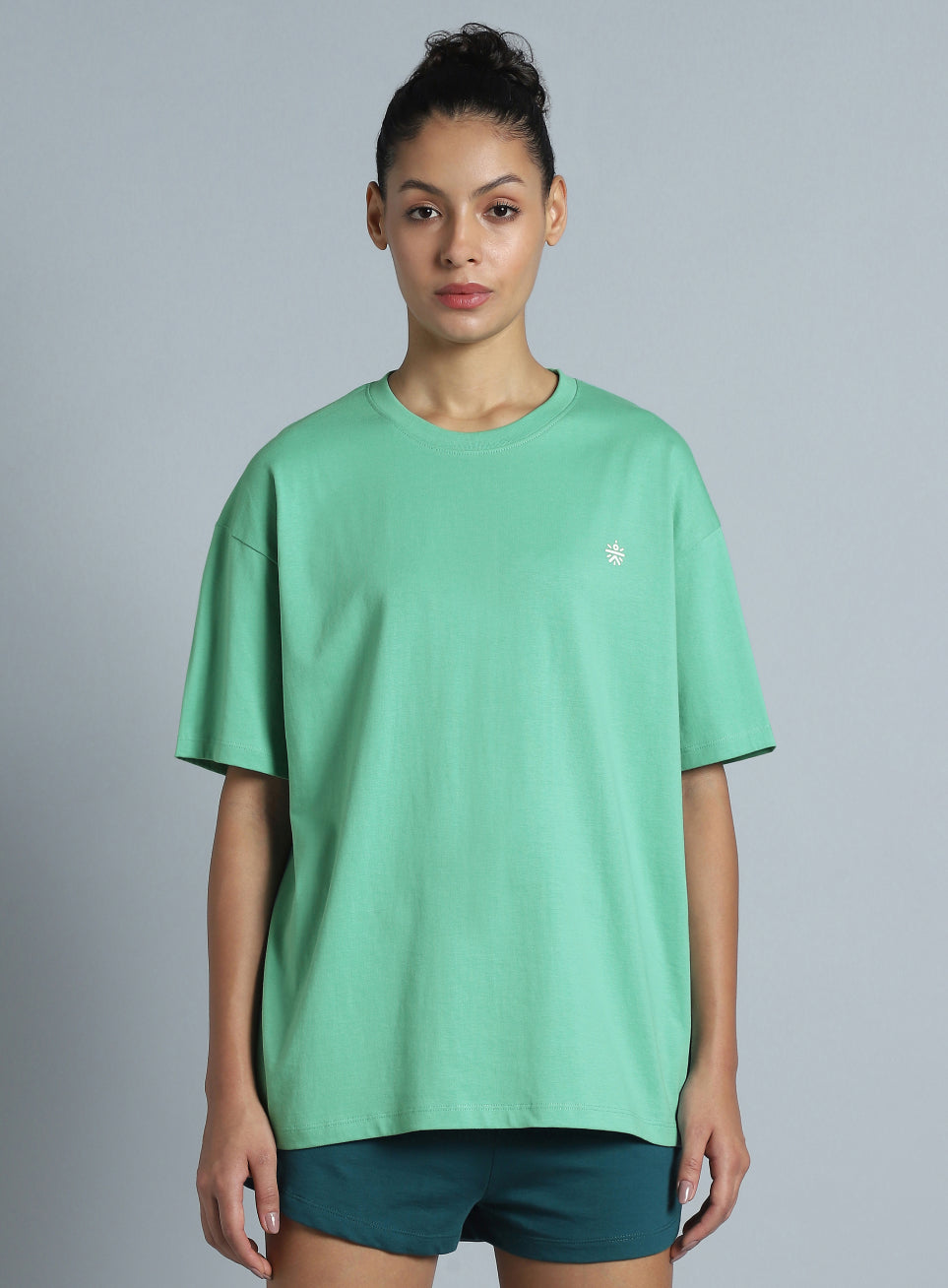 Women's Green Back Print Oversized Fit T-shirt