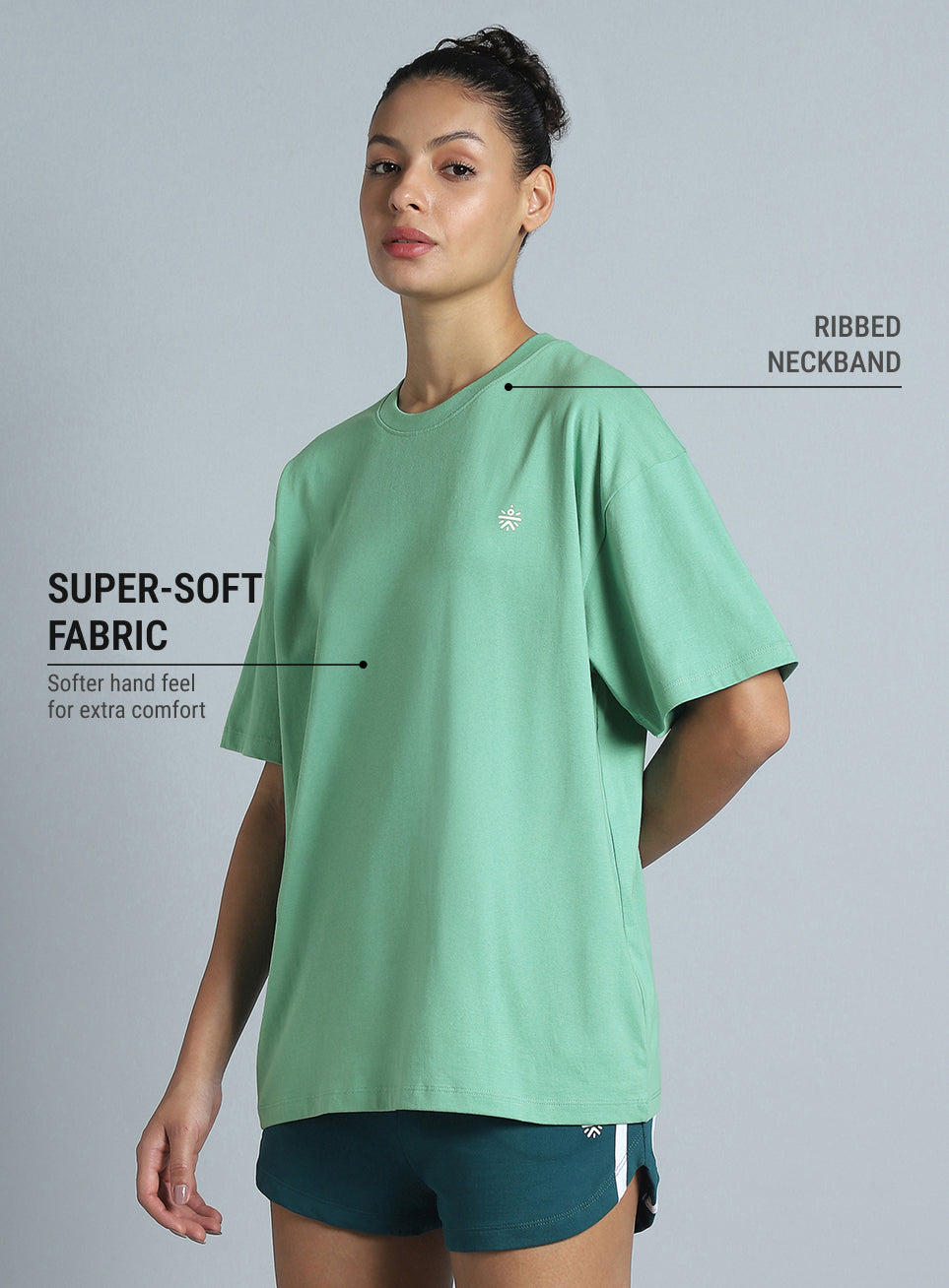 Women's Green Back Print Oversized Fit T-shirt