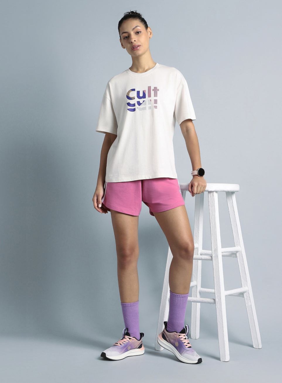 Women's White Back Print Relaxed Fit T-shirt