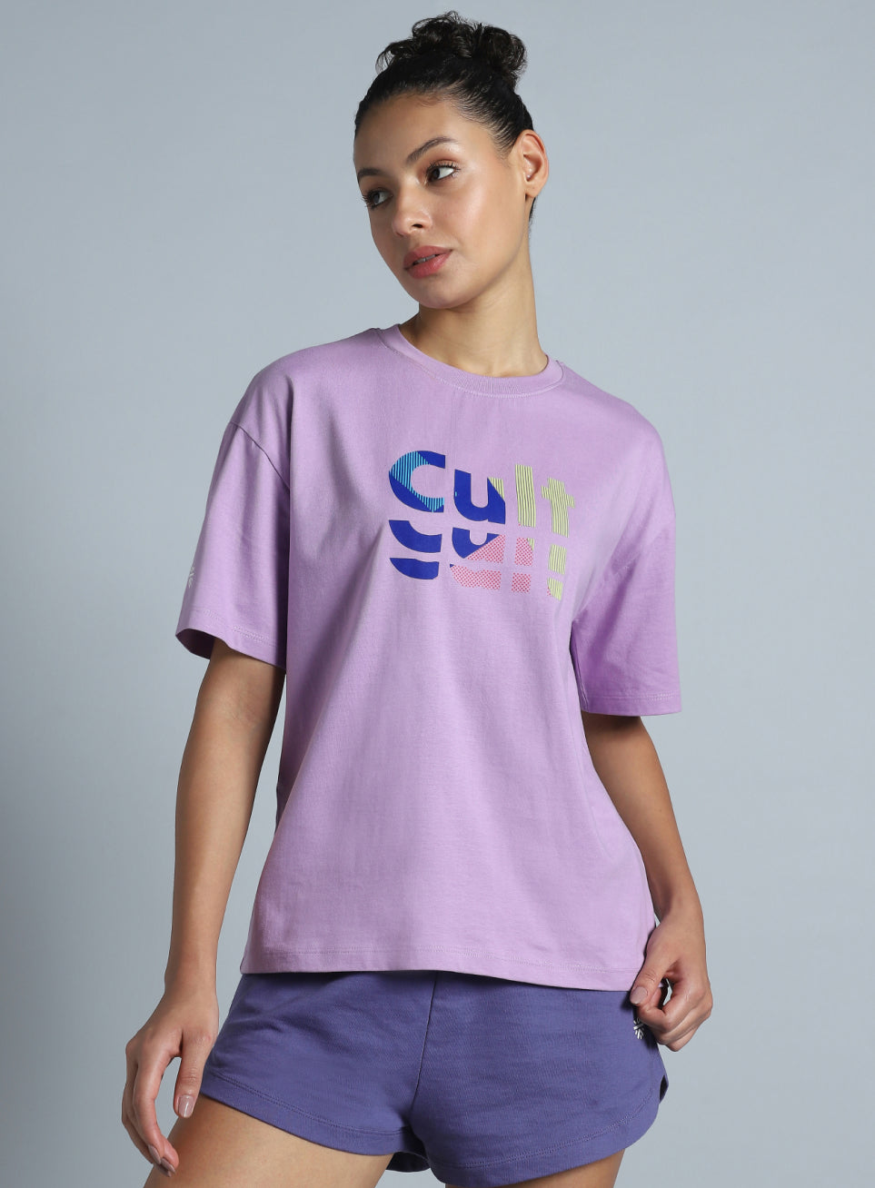 Women's Purple Back print Oversized fit T-shirt
