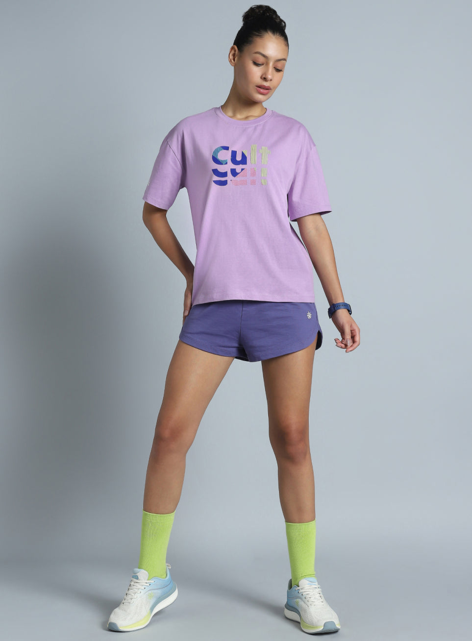 Women's Purple Back print Oversized fit T-shirt