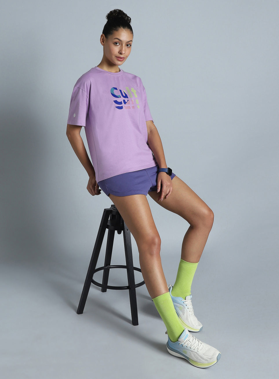 Women's Purple Back print Oversized fit T-shirt