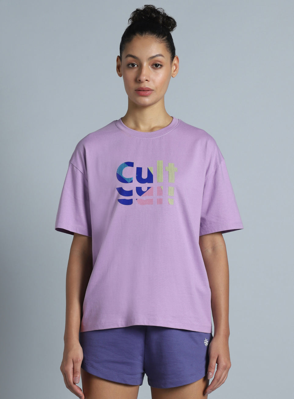 Women's Purple Back print Oversized fit T-shirt