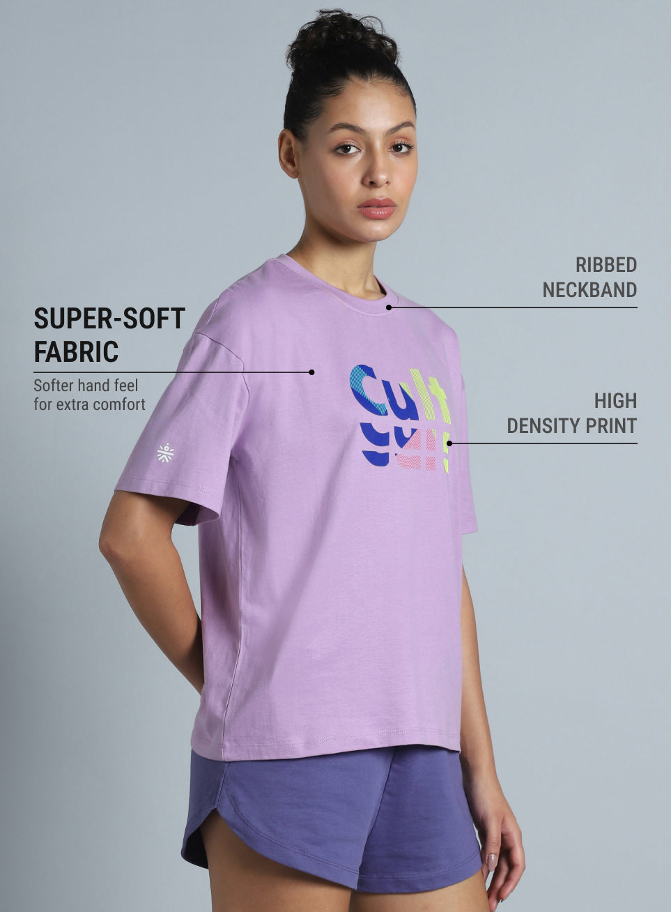 Women's Purple Back print Oversized fit T-shirt