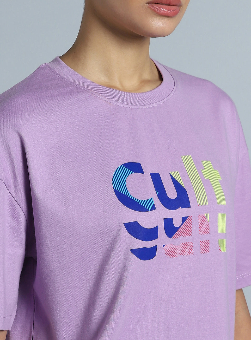 Women's Purple Back print Oversized fit T-shirt