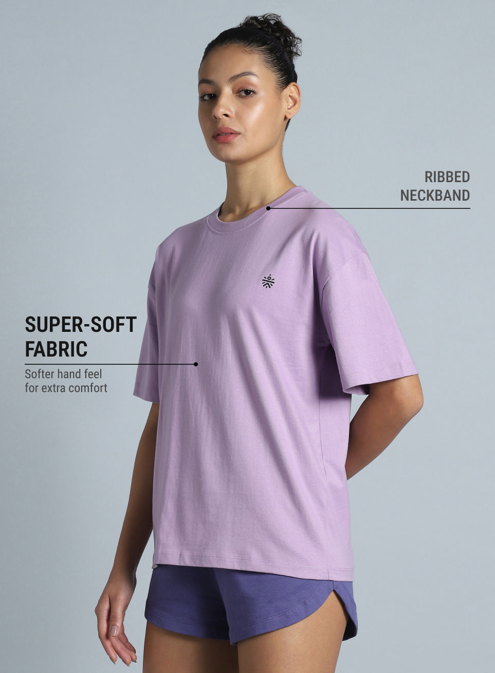 Women's Purple Back Print Relaxed Fit T-shirt