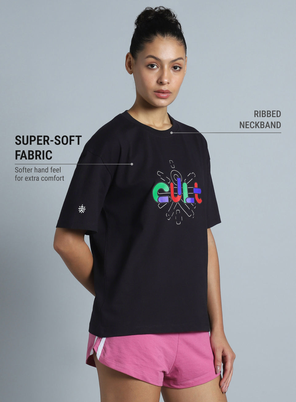 Women's Black Brand Carrier Relaxed Fit T-shirt