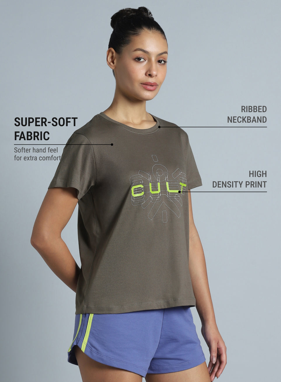 Women's Dark Grey Brand Carrier T-shirt