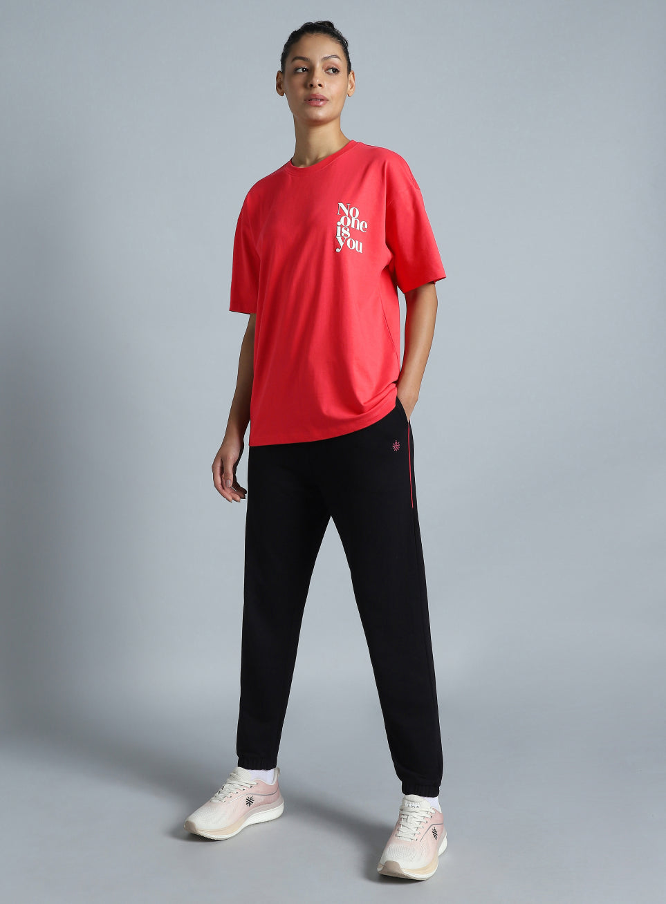 Women's Red Printed Oversized Fit T-shirt