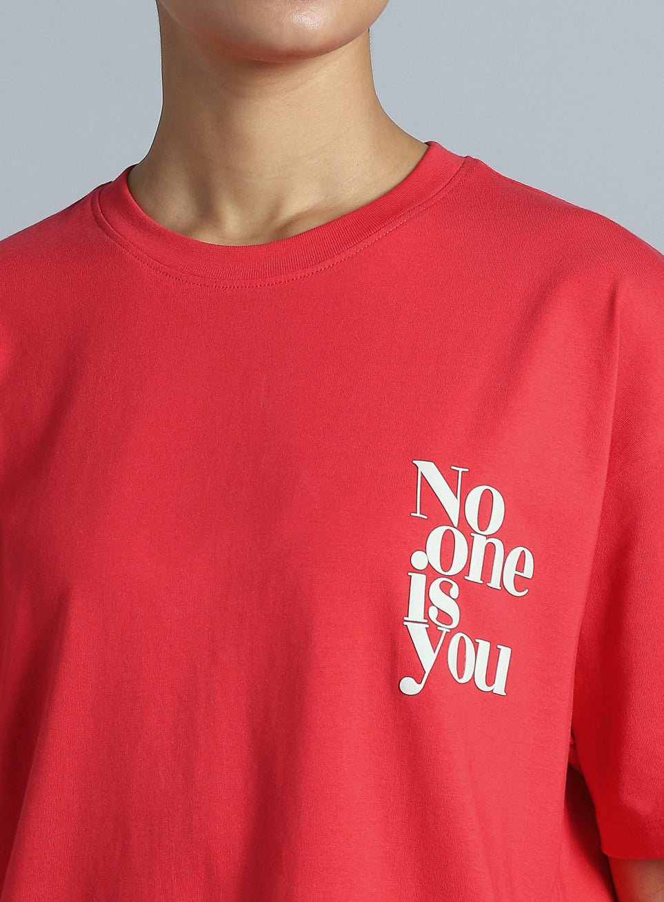 Women's Red Printed Oversized Fit T-shirt