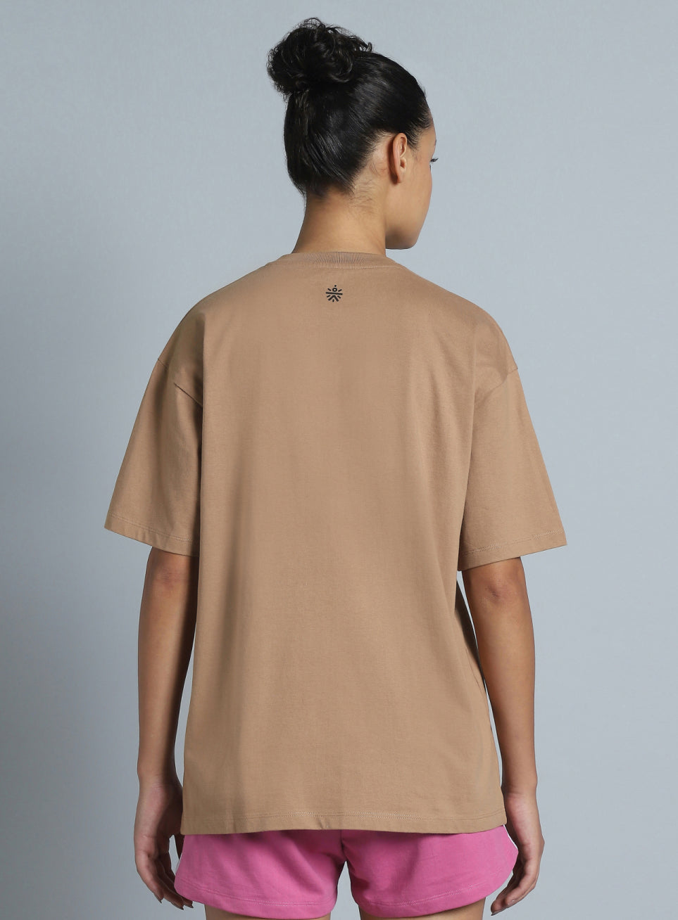 Women's Brown Printed Oversized Fit T-shirt