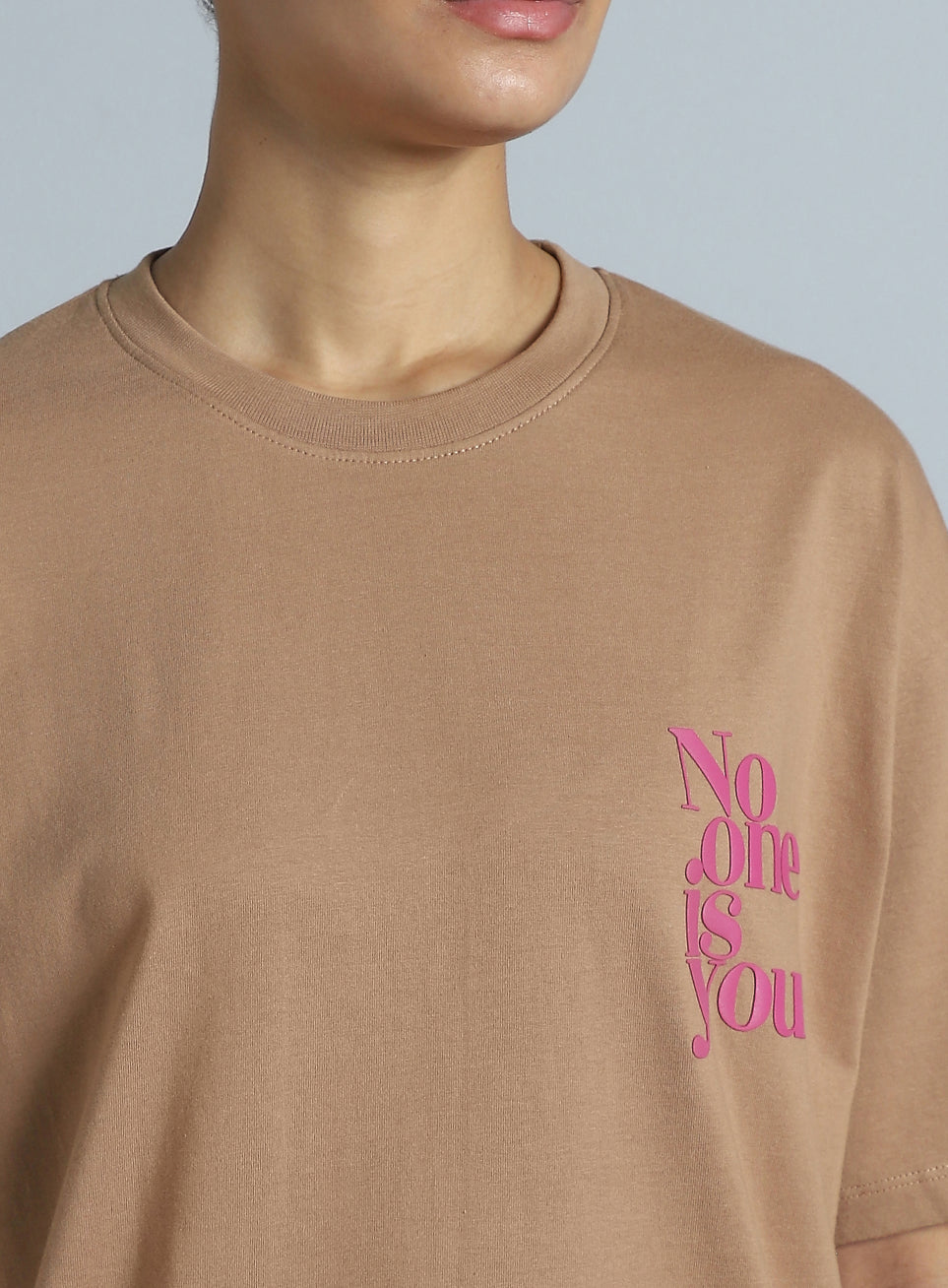 Women's Brown Printed Oversized Fit T-shirt