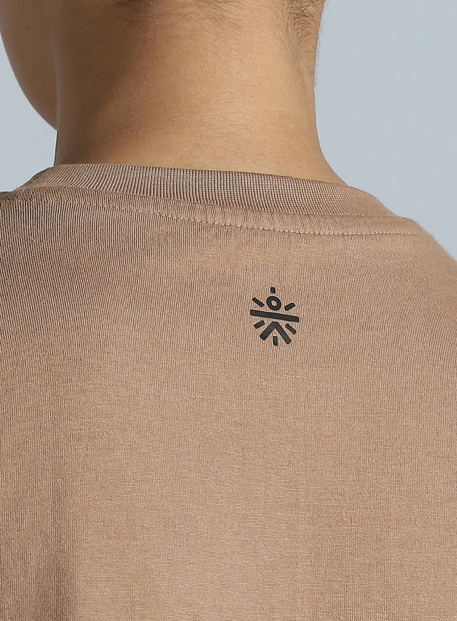 Women's Brown Printed Oversized Fit T-shirt