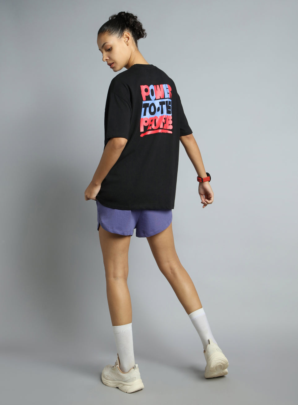 Women's Black Oversized Back Print Graphic T-shirt