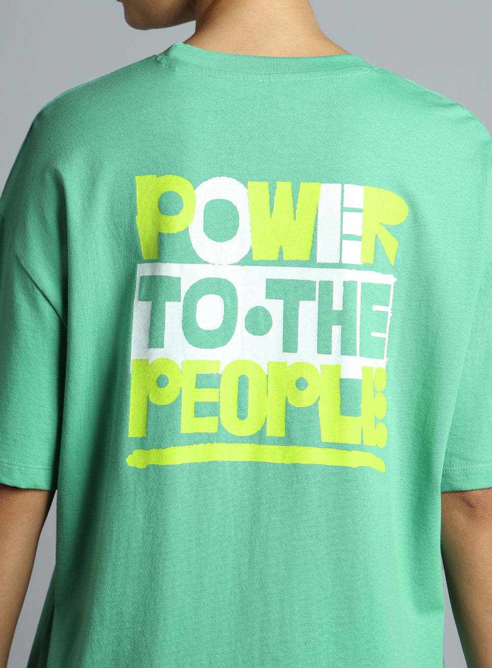 Women's Green Oversized Back Print Graphic T-shirt