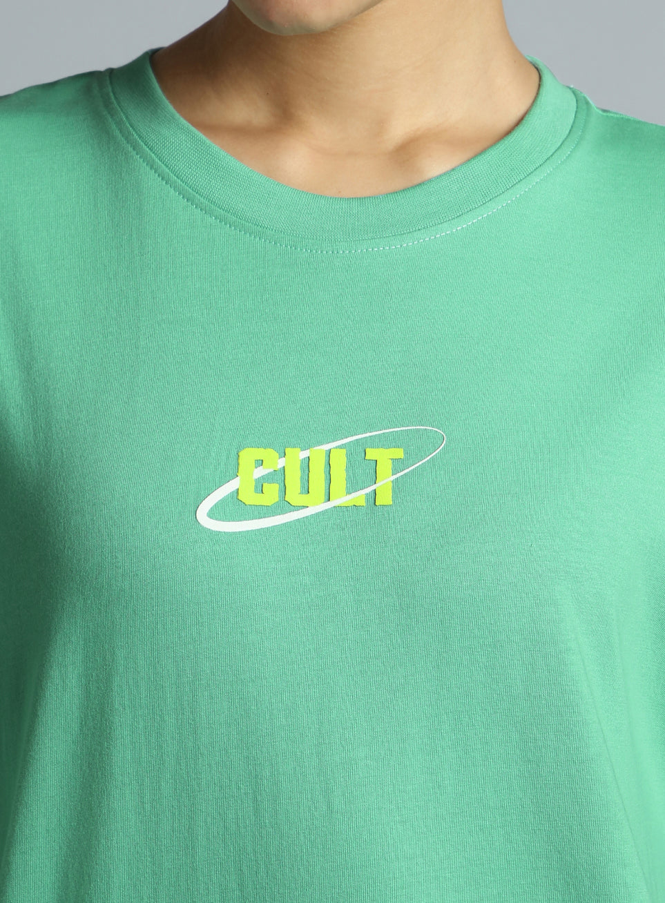 Women's Green Oversized Back Print Graphic T-shirt