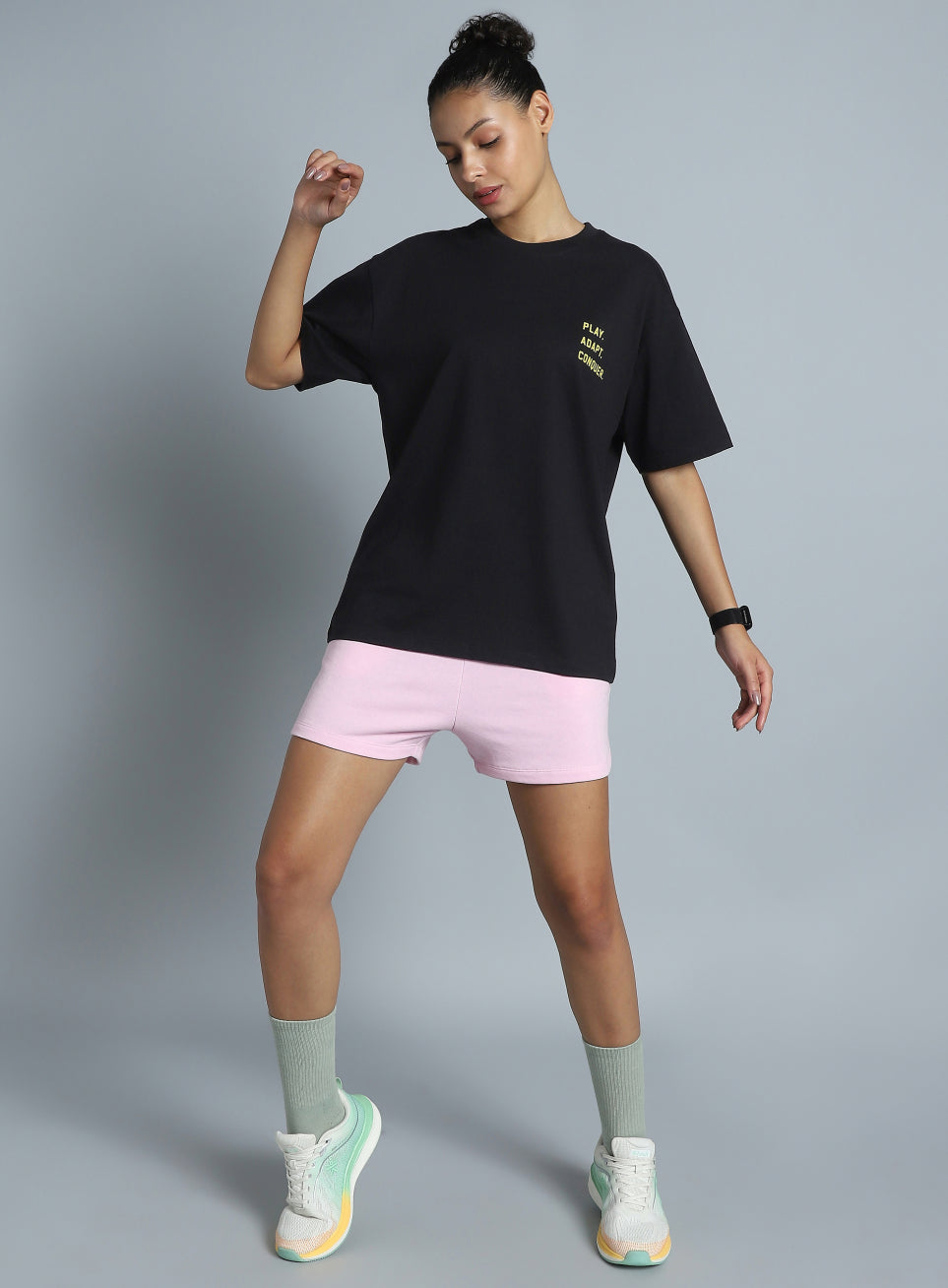 Women's Black Back Print Oversized Fit T-shirt
