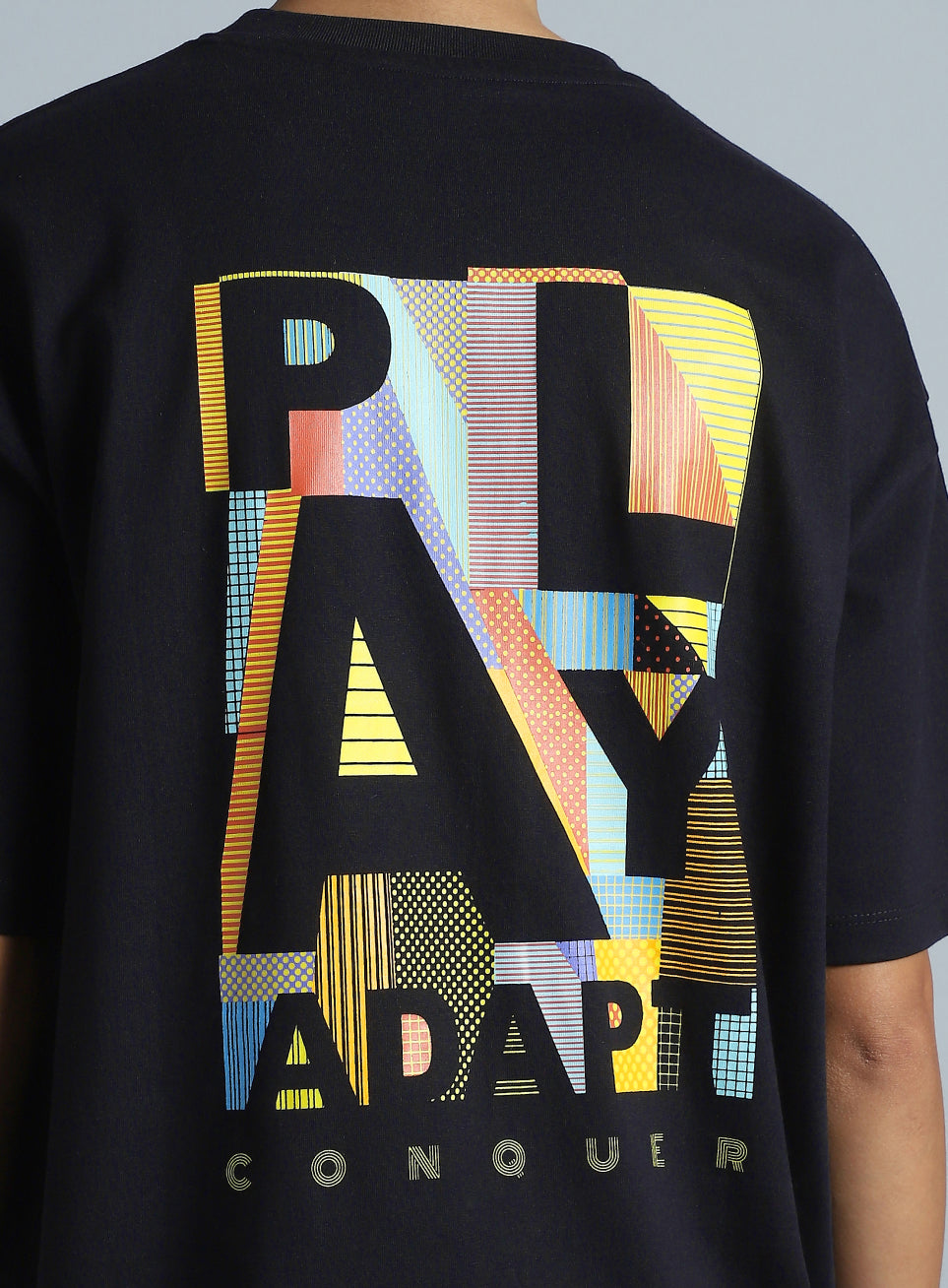 Women's Black Back Print Oversized Fit T-shirt