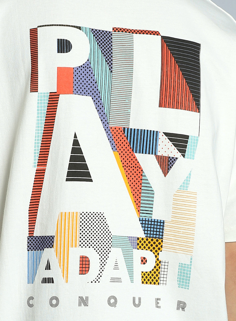 Women's White Back Print Oversized Fit T-shirt