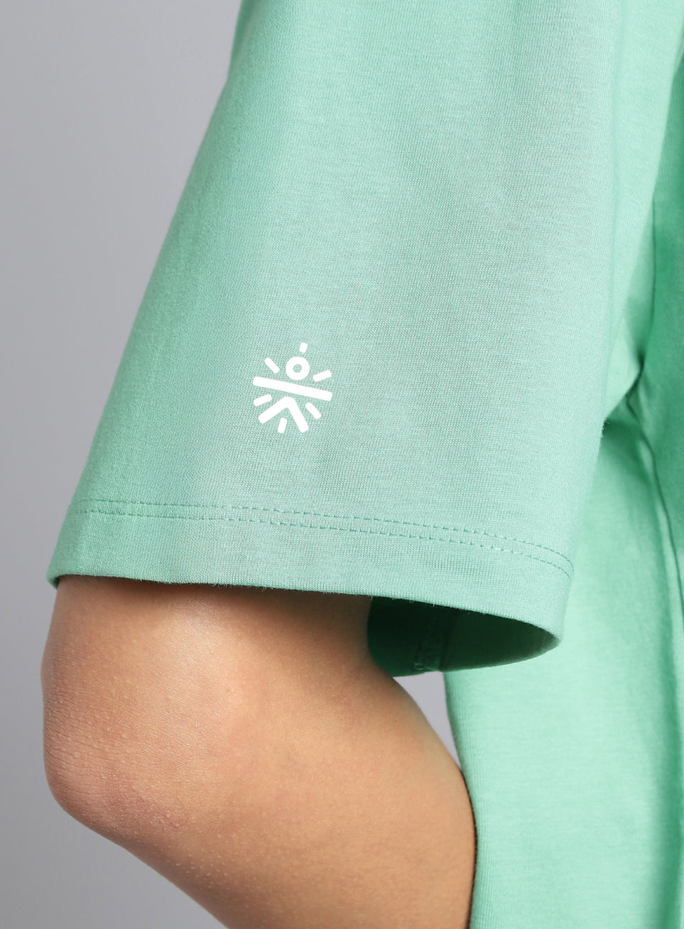 Women's Green White Print Oversized Fit T-shirt