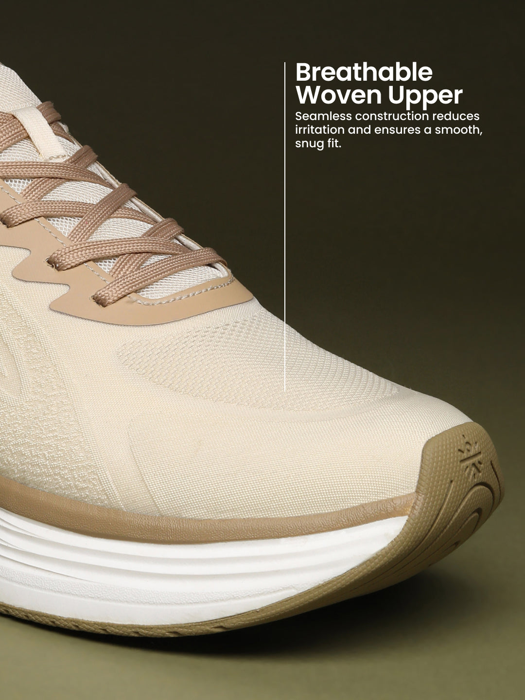 cult Men's Flexride Running Shoes with Durable Rubber Outsole & Cushioning for Runs up to 20 km - Cream/Beige