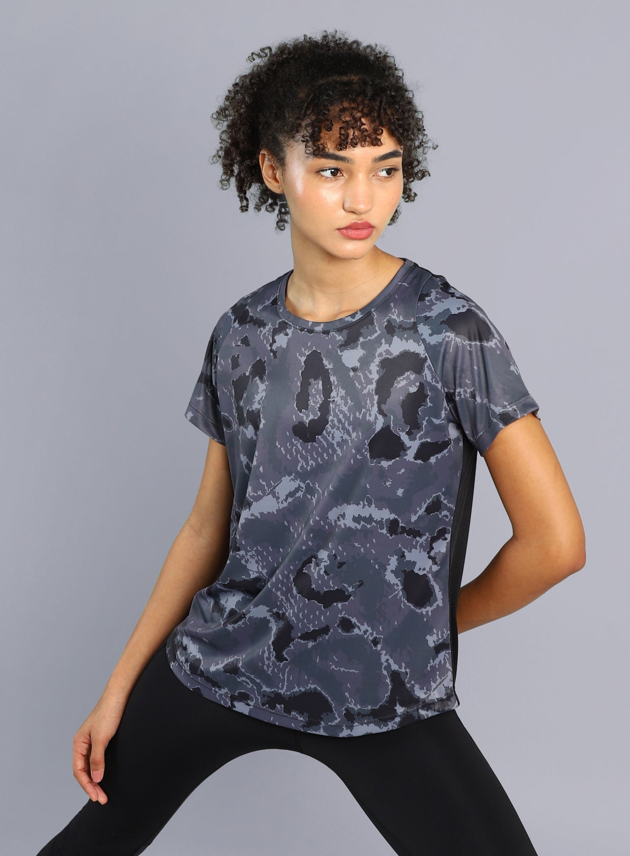 Women's Black Pacer AOP Top