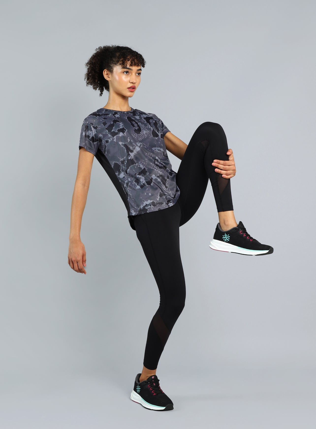 Women's Black Pacer AOP Top