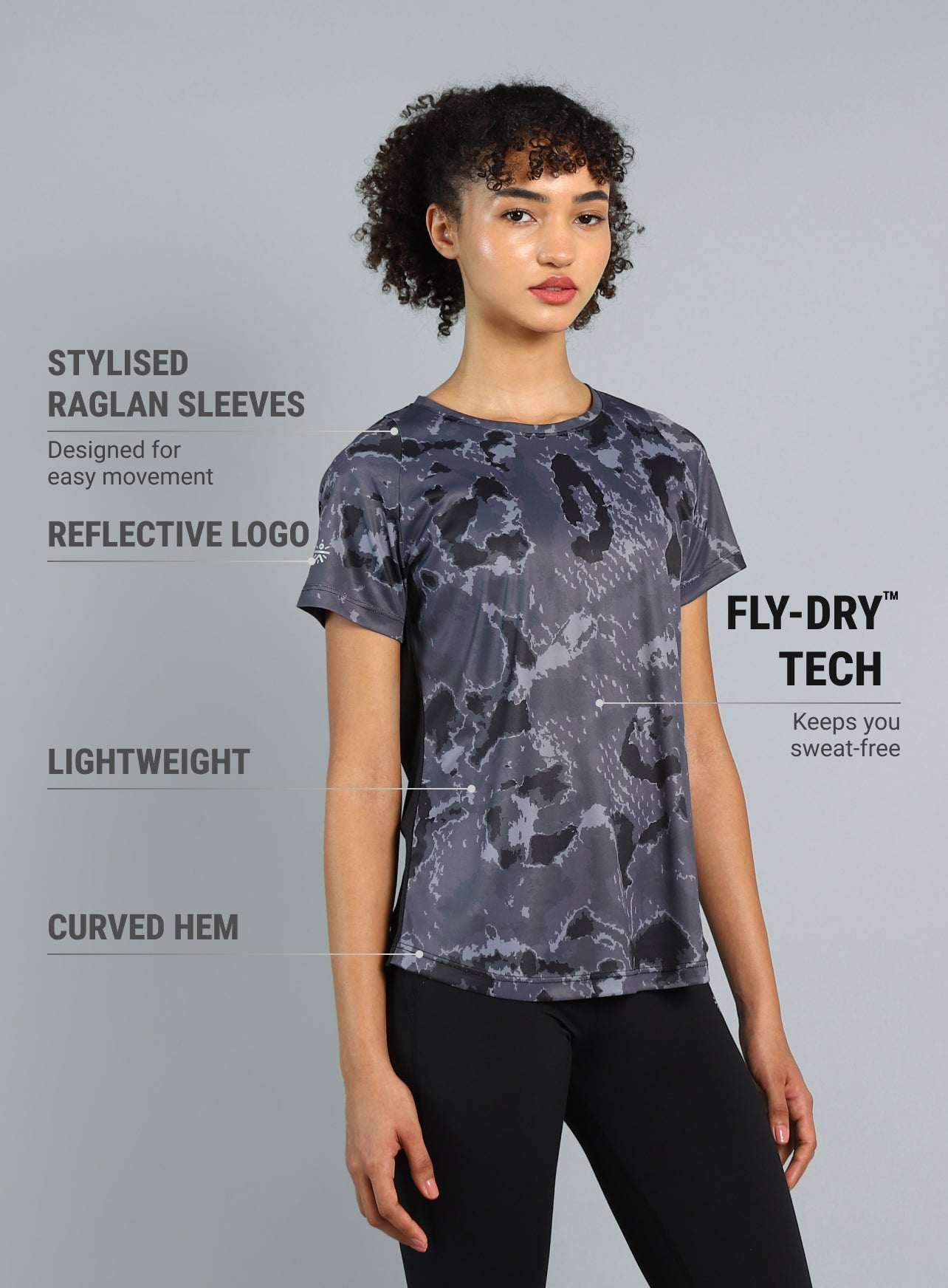 Women's Black Pacer AOP Top