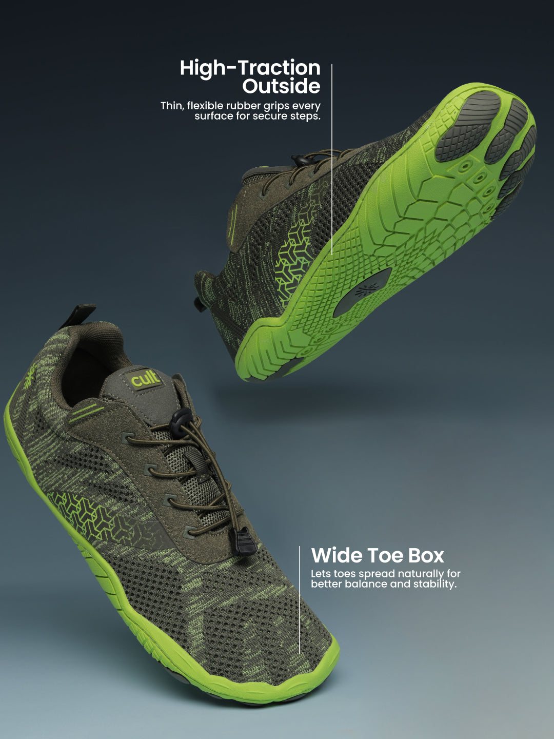 cult Men's FlexKnit Barefoot Training Shoes - Olive