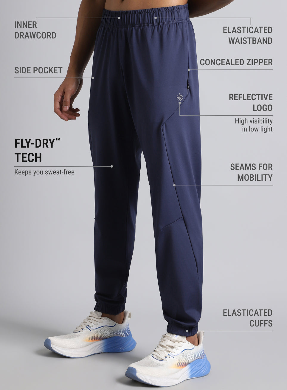 Men's Navy Pace Up Running Joggers