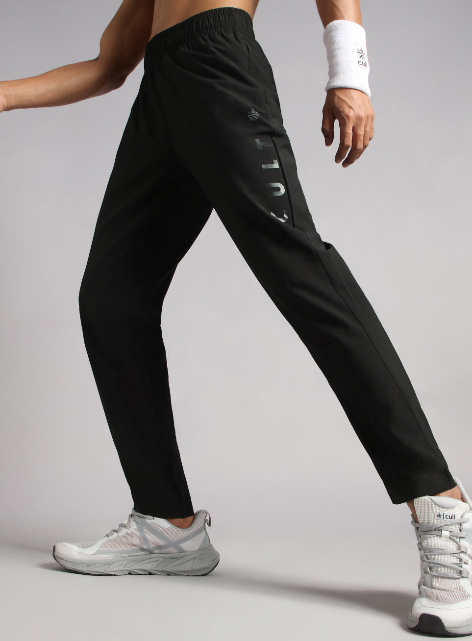 Men's Black Pace up Running Trackpants