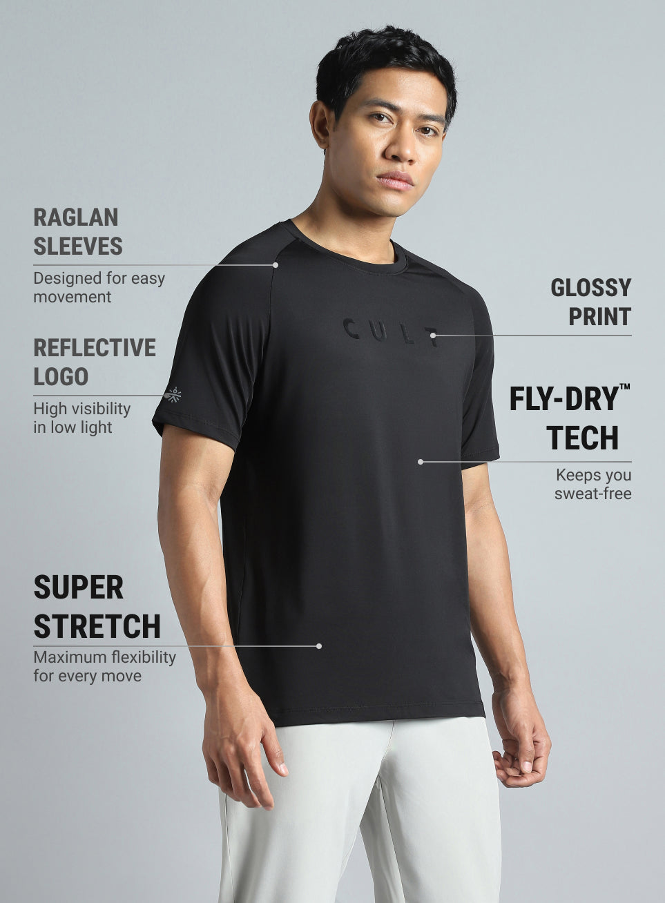 Men's Black Pace up Running T-Shirt